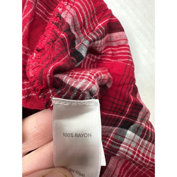 J. Jill Women Red Black Plaid Button Front Tunic Swing Top Pockets Size Medium - Picture 4 of 5